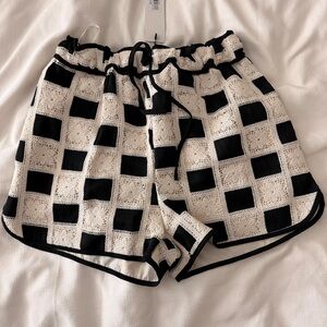 NWT Black & Cream Crochet Checkered Women’s Shorts